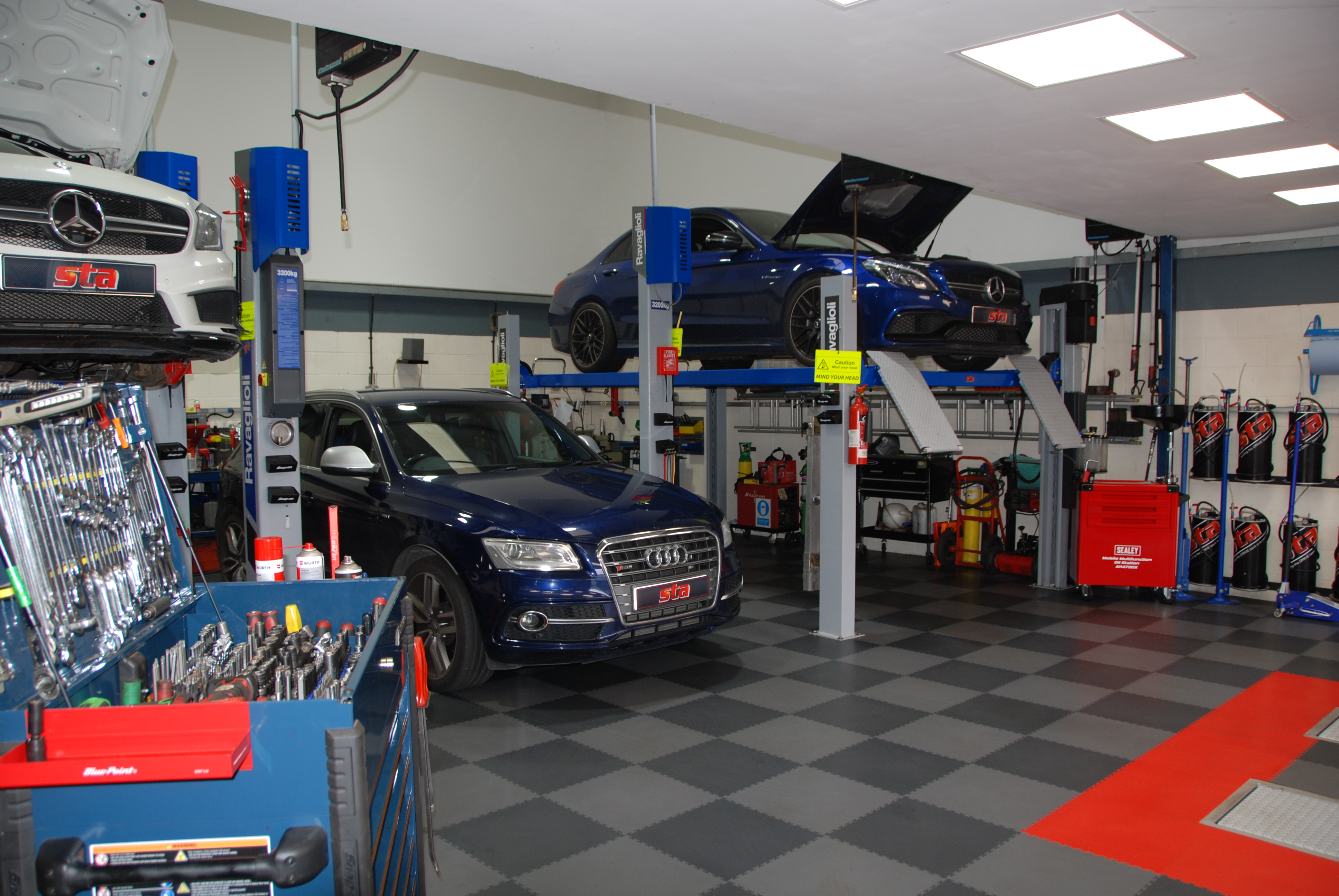 Technician checking data